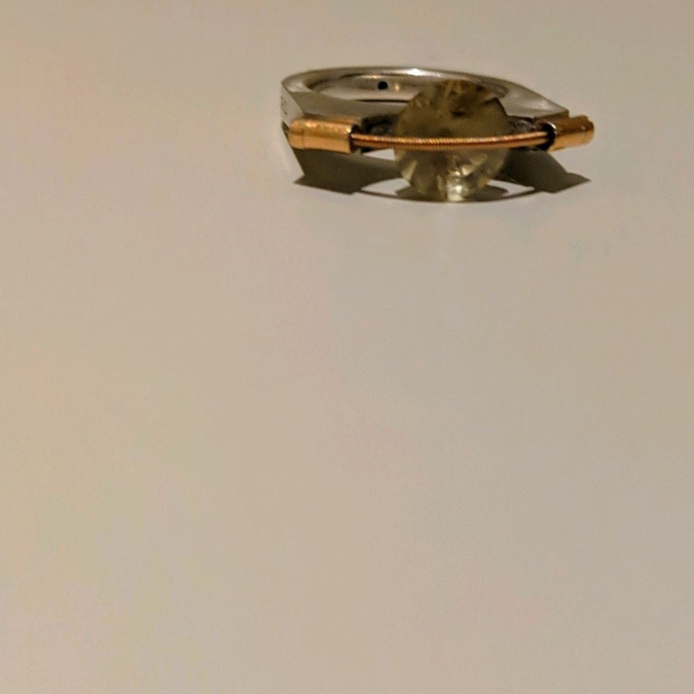 Two-Tone Silver and Gold Ring with Clear Center Stone